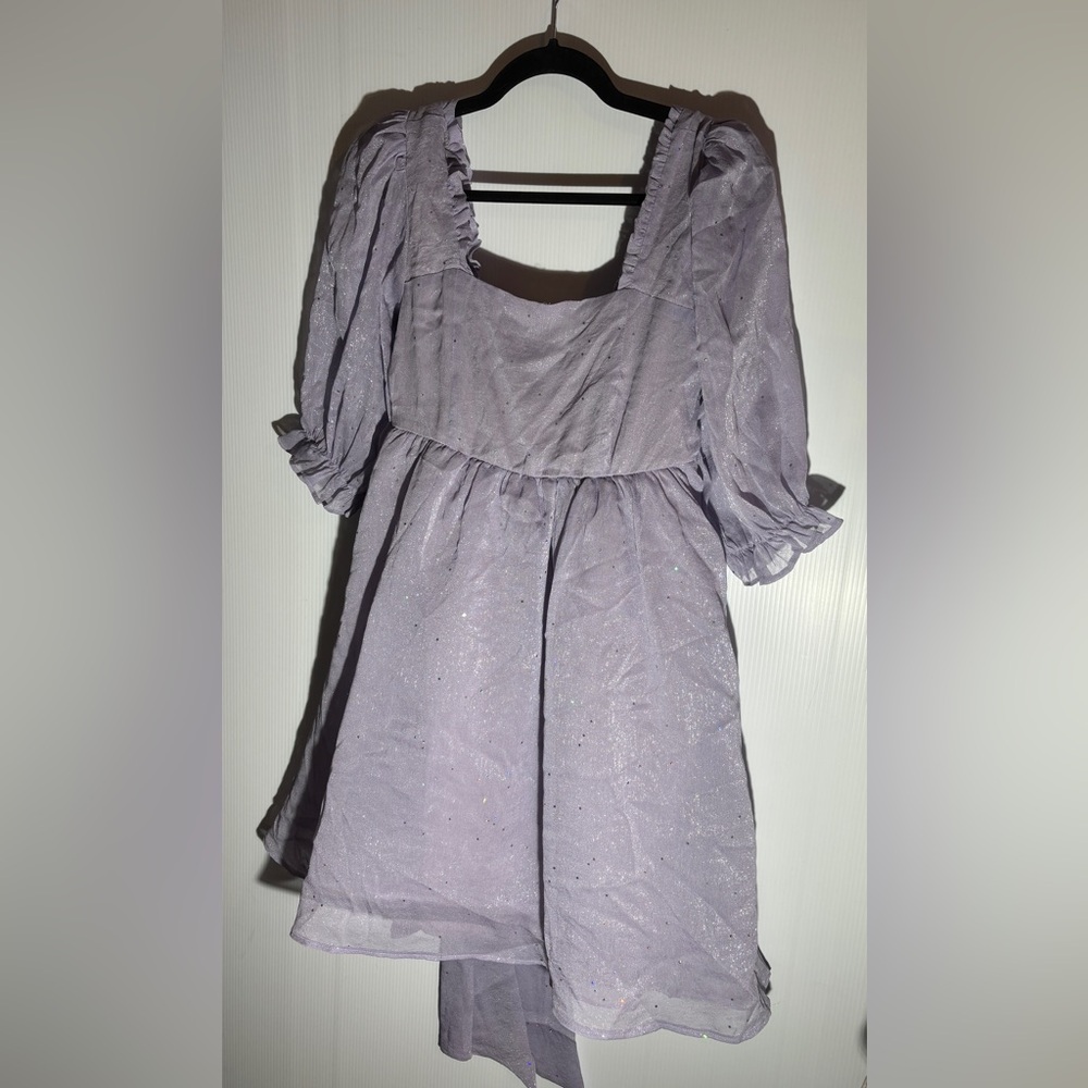 Blueb Lavender Babydoll Dress Cottagecore Puff Sleeve Square Neck M